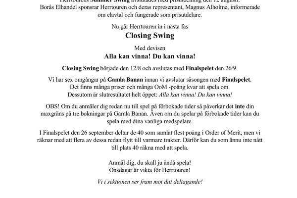 Closing Swing
